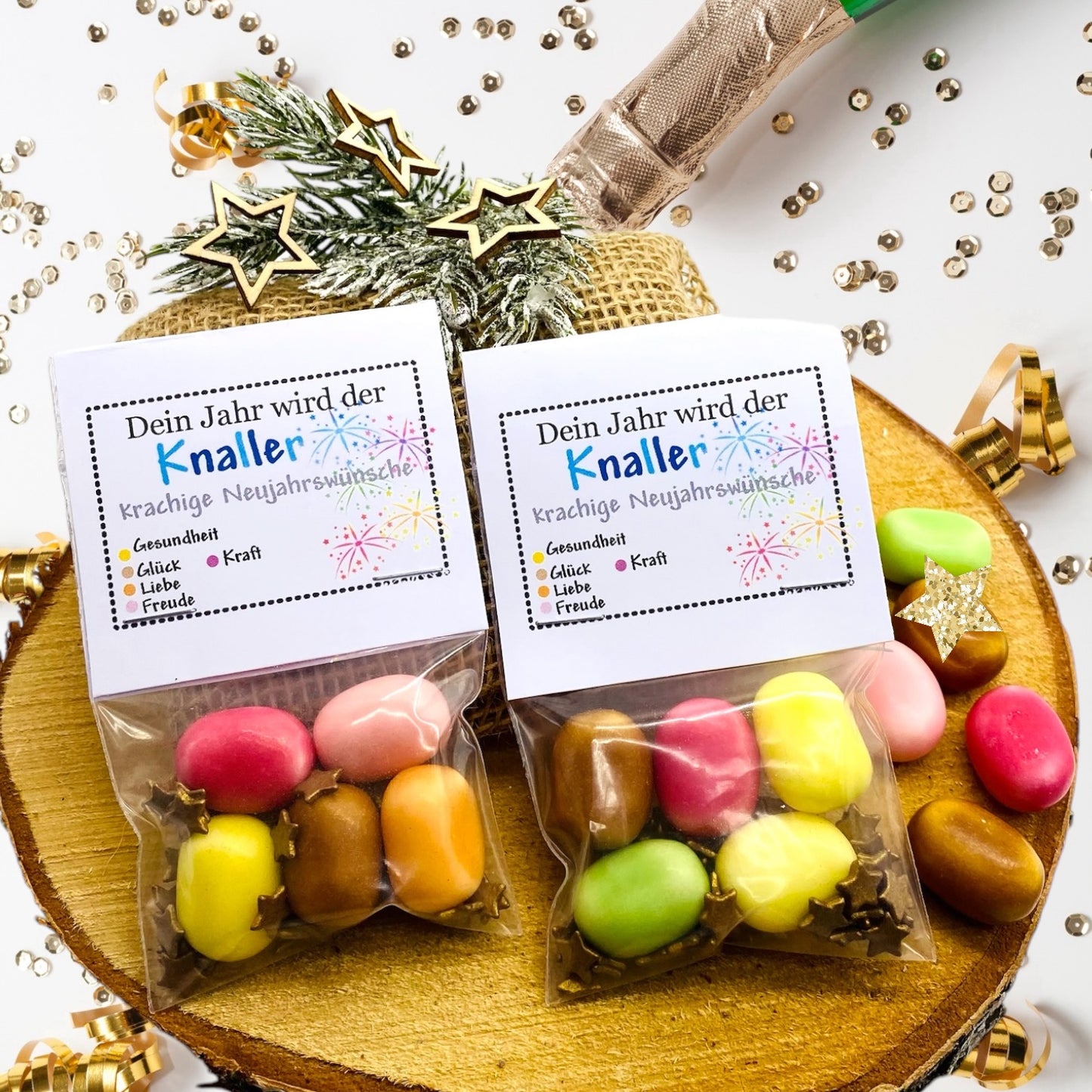 Silvestergeschenk/ Silvestermitbringsel/ Neujahrsgruß/ Glücksschwein/ Frohes neues Jahr/ Glücksschweine zum naschen/ Gastgeschenk Silvester/ Silvester Mitbringsel/ Neujahrs Wünsche/ Silvester Deko/ Naujahrsgruß