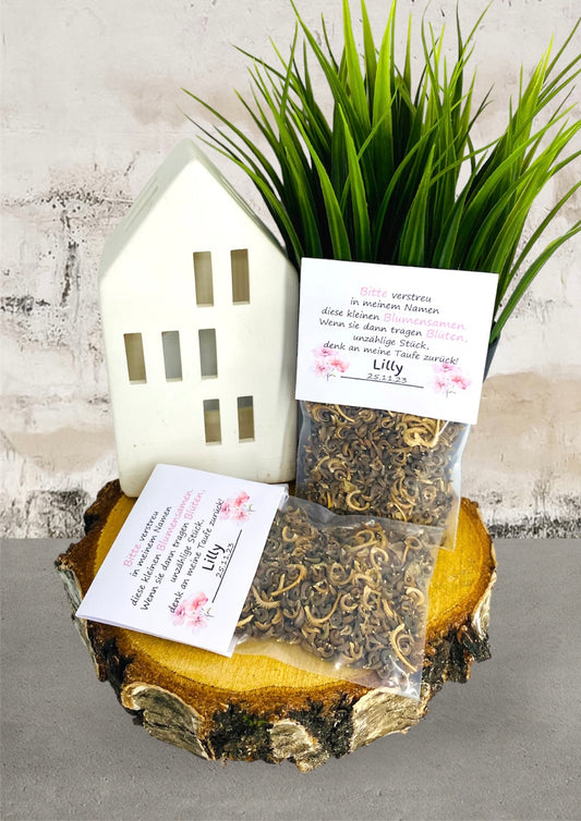 Gastgeschenk Blumensamen für Taufe, Erstkommunion, Kommunion oder Konfirmation