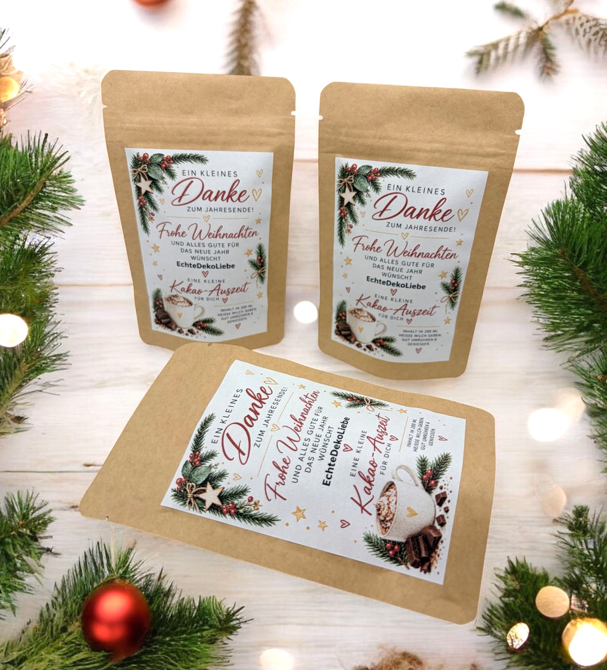 kleine Aufmerksamkeit Weihnachten/ Mitbringsel Weihnachten/ Weihnachtsgeschenk Kollegen/ Weihnachtliche Teegeschenke/ personalisierte Gastgeschenke Weihnachten/ Weihnachtsschokolade/ heiße Schokolade/ Firmengeschenk
