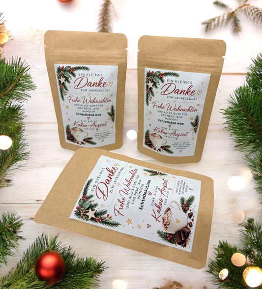 kleine Aufmerksamkeit Weihnachten/ Mitbringsel Weihnachten/ Weihnachtsgeschenk Kollegen/ Weihnachtliche Teegeschenke/ personalisierte Gastgeschenke Weihnachten/ Weihnachtsschokolade/ heiße Schokolade/ Firmengeschenk
