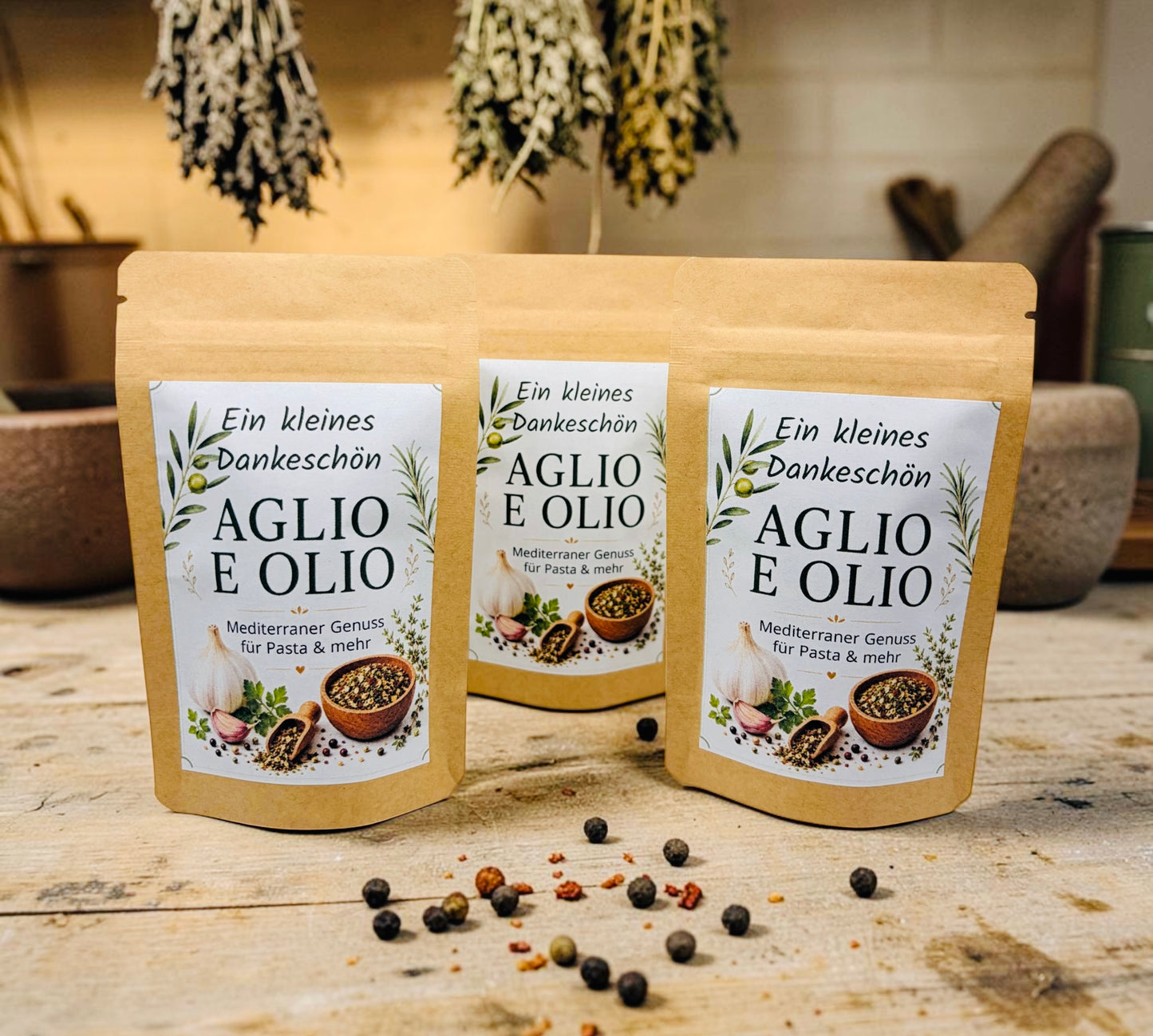 Dankeschön Geschenk Gewürzmischung Aglio e Olio, kleine Aufmerksamkeit für Freunde, Kollegen & Lehrer- Danke sagen- kleine Aufmerksamkeit