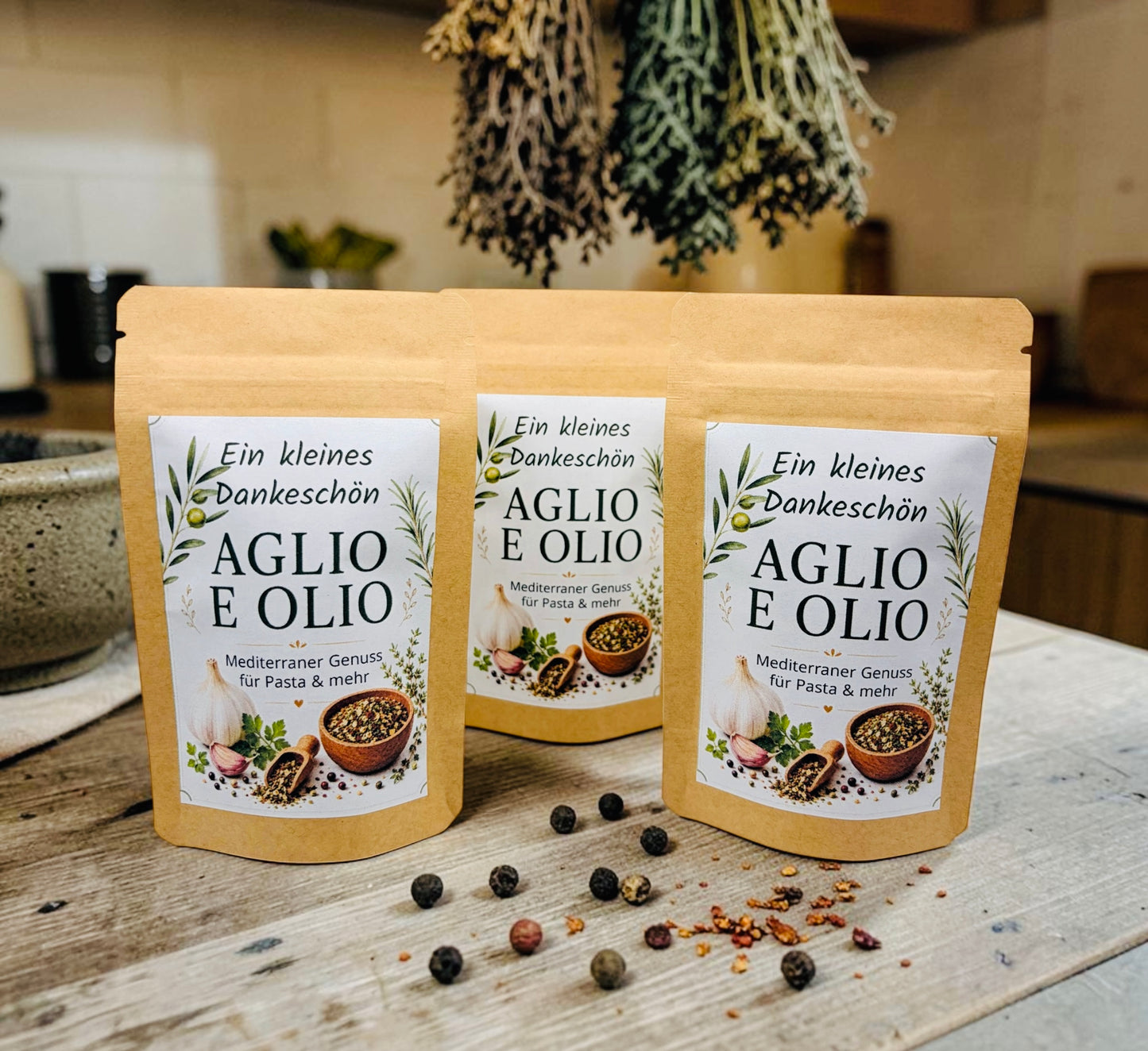 Dankeschön Geschenk Gewürzmischung Aglio e Olio, kleine Aufmerksamkeit für Freunde, Kollegen & Lehrer- Danke sagen- kleine Aufmerksamkeit